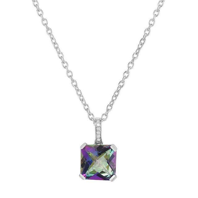 Sterling Silver Mystic Topaz & Diamond Accent Pendant Necklace, Womens, Green Product Image