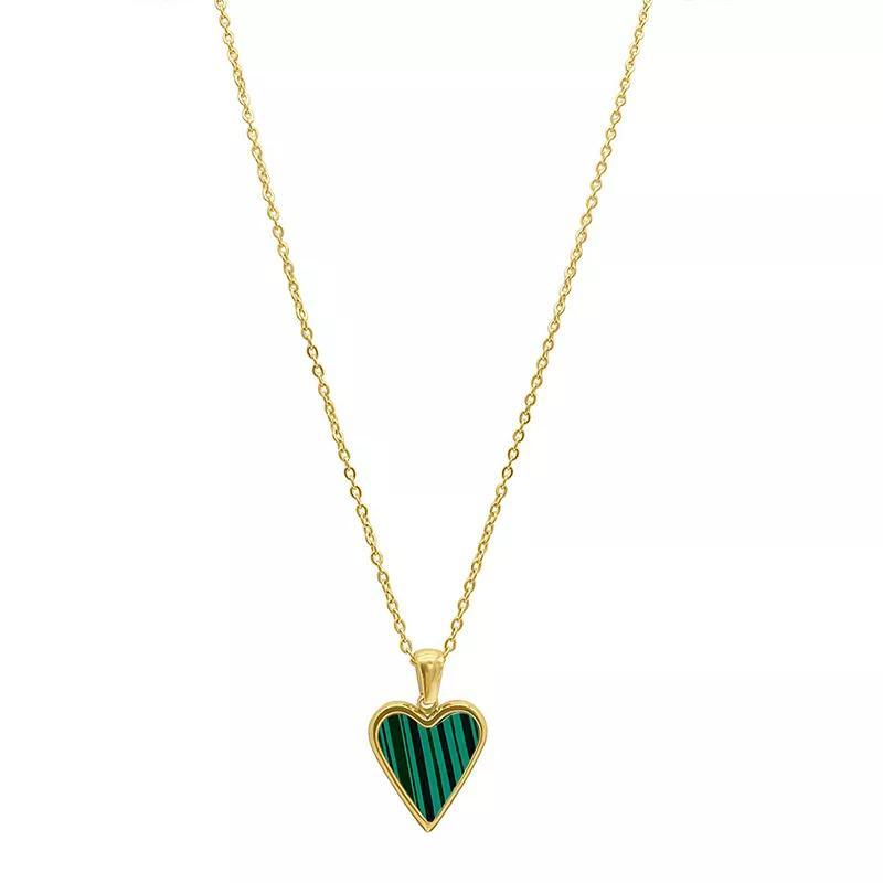 Adornia 14k Gold Plated Green Enamel Heart Pendant Necklace, Womens Product Image