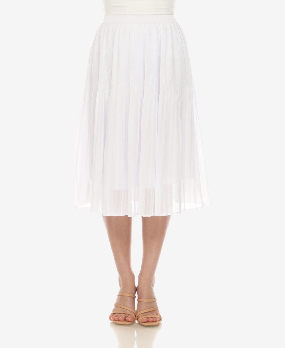 White Mark Womens Chiffon Pleated Midi Skirt Product Image