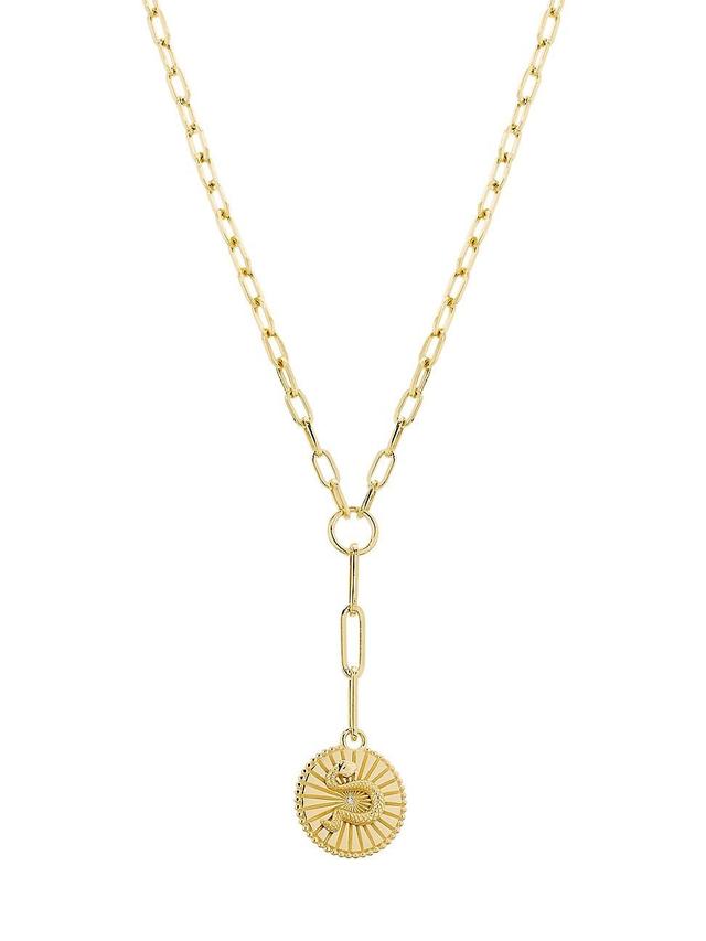 Womens Wholeness 18K Yellow Gold & 0.02 TCW Diamond Serpent Medallion Y Necklace Product Image