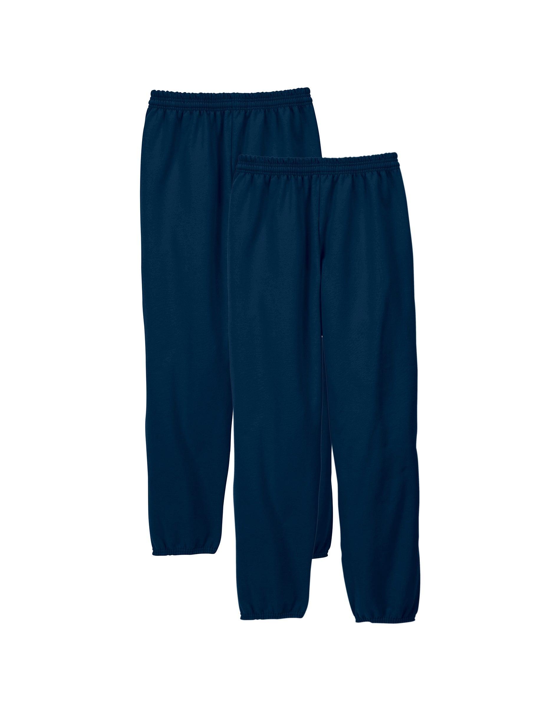 Mens Hanes 2-Pack EcoSmart 32-in. Fleece Sweatpants Light Silver Navy Product Image