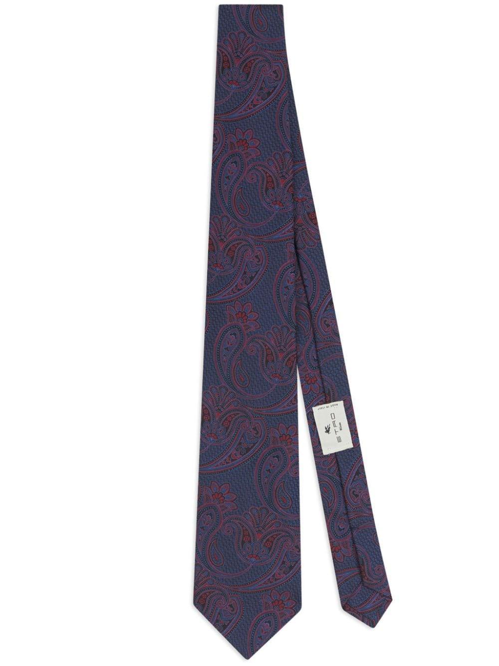 Paisley-print Silk Tie In Blue Product Image