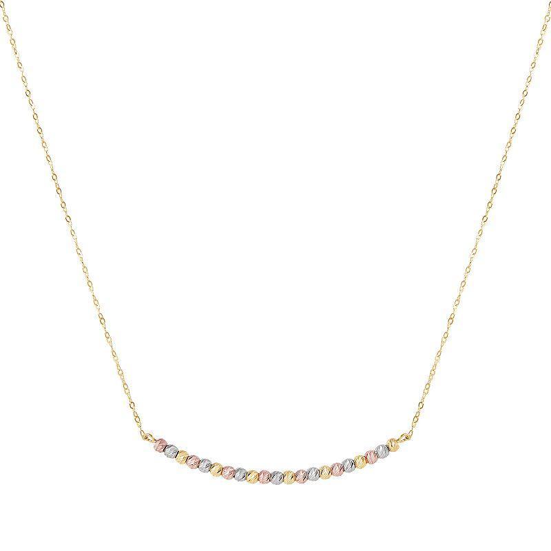 Everlasting Gold 14k Gold Tri-Tone Bead Necklace, Womens Product Image