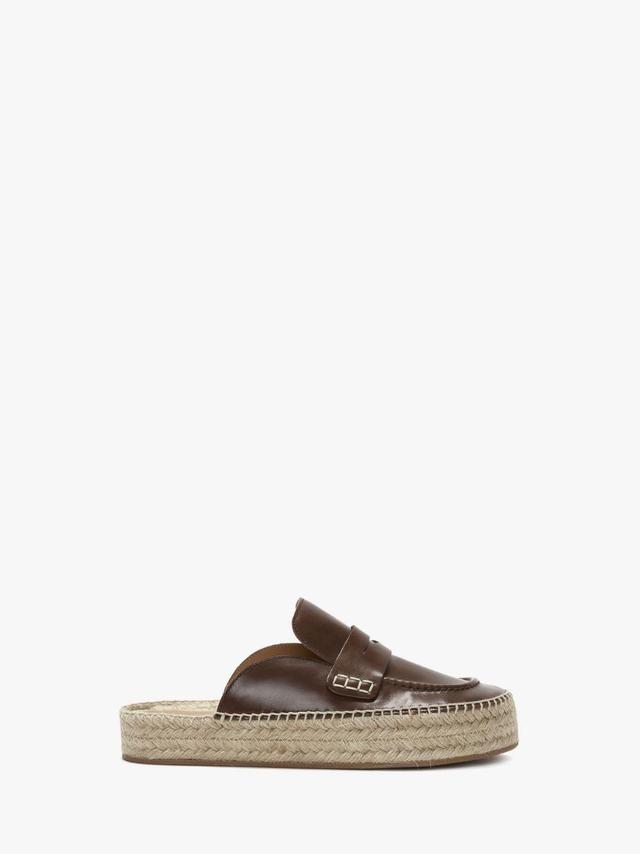 LEATHER ESPADRILLE LOAFER MULES in brown | JW Anderson US  Product Image