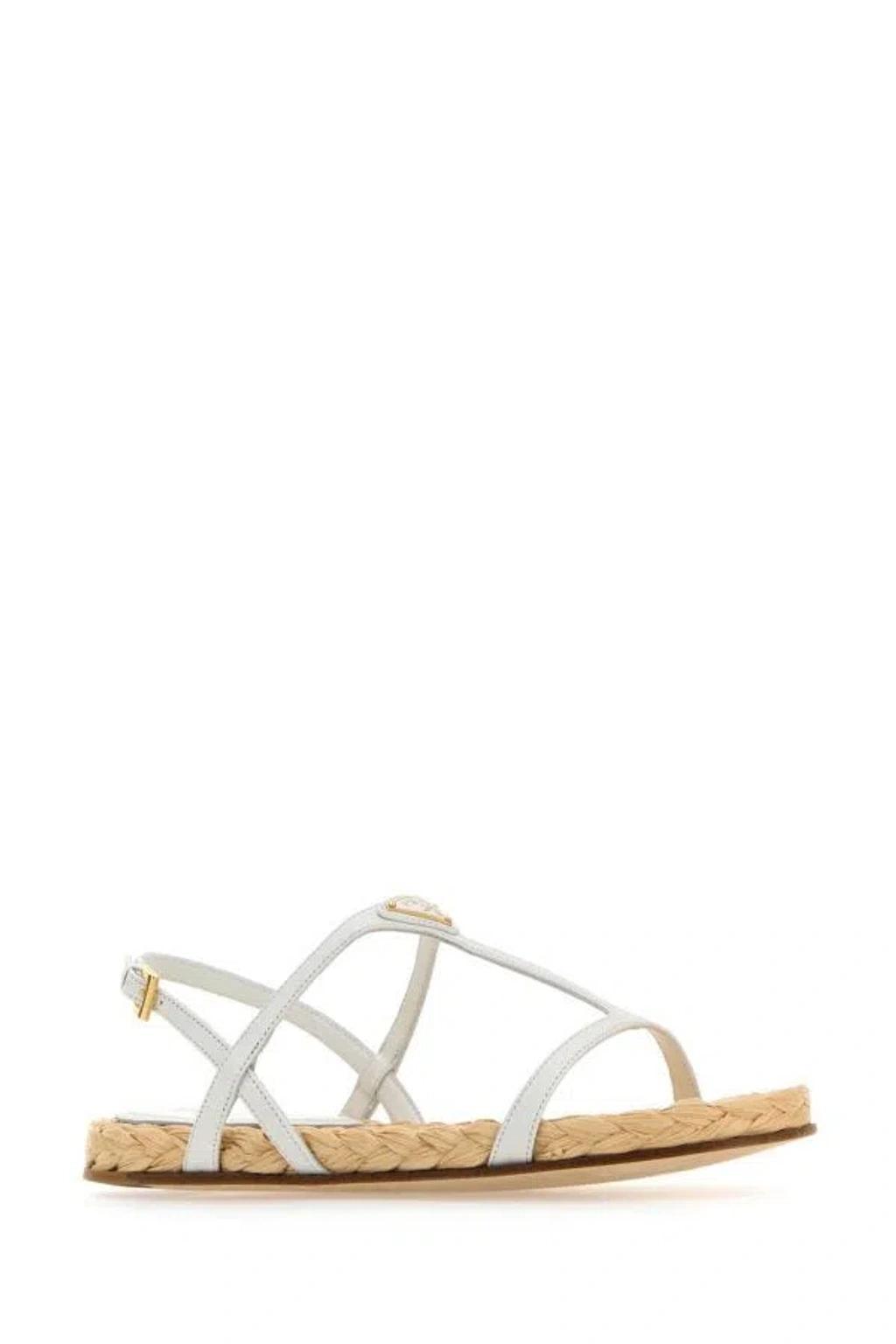 PRADA White Leather Sandals Product Image