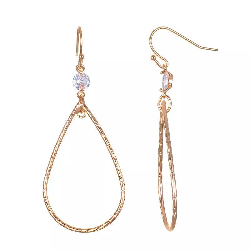 Emberly Rose Gold Tone Stone Open Teardrop Fishhook Earrings, Womens, Multicolor Product Image