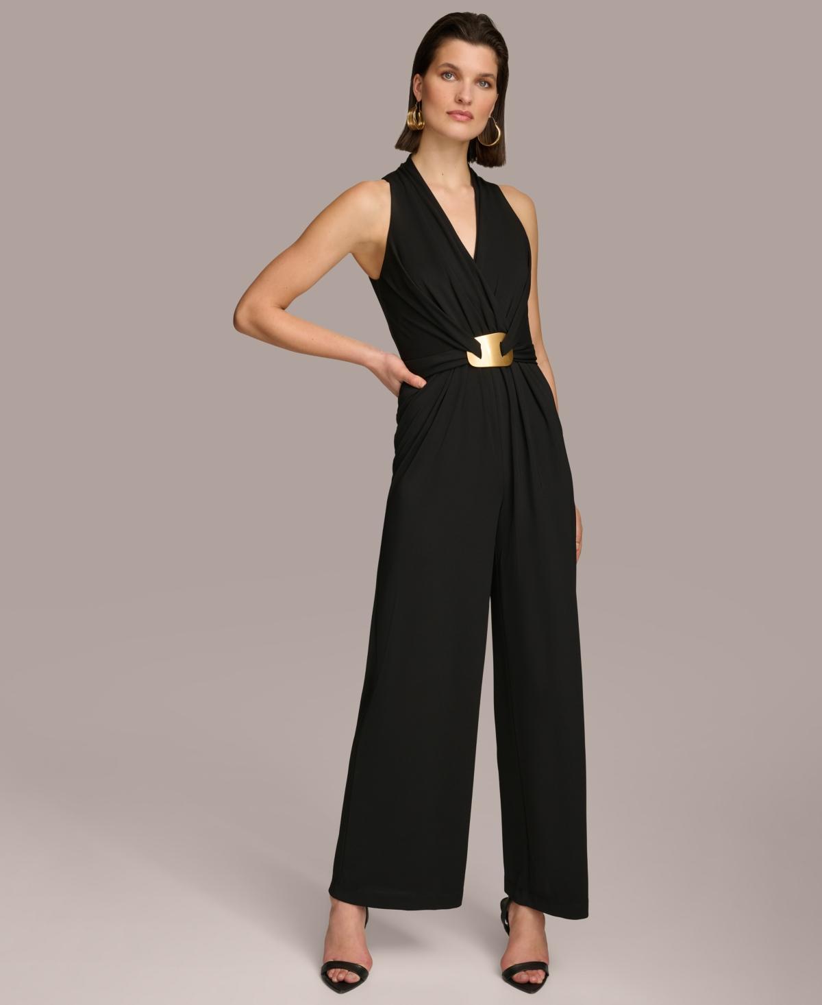 Donna Karan Women's V-Neck Hardware Sleeveless Jumpsuit Product Image