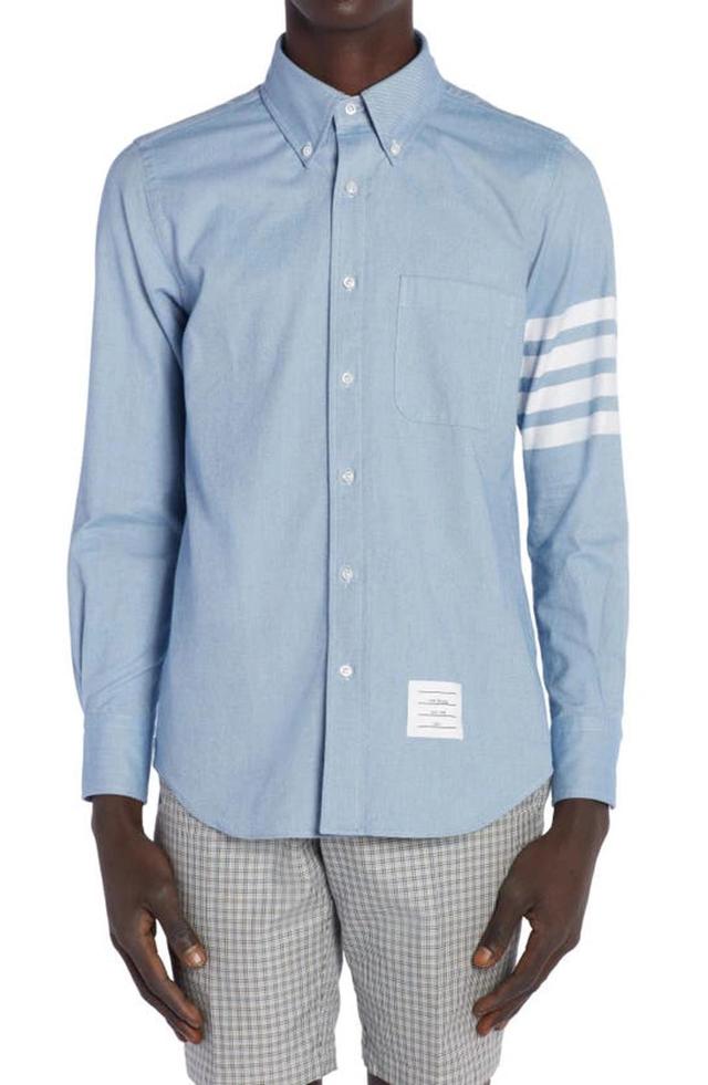 4-bar Cotton Shirt In Blue Product Image