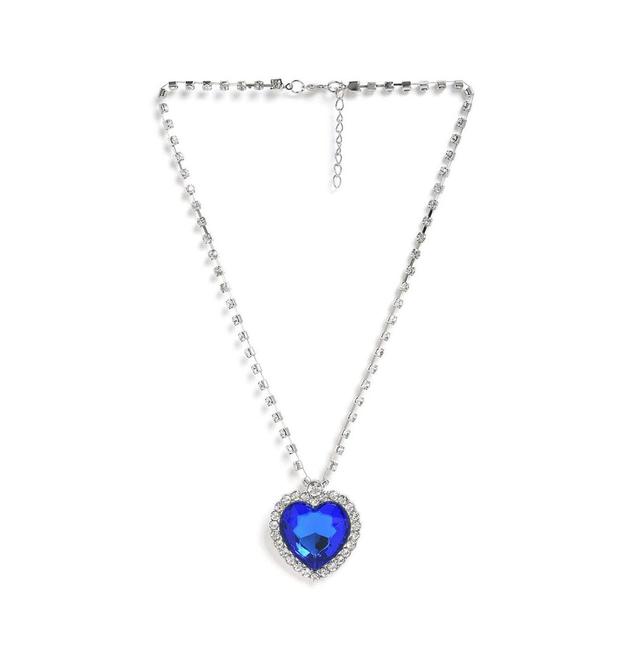 Sohi Womens Blue Heart Stone Pendant Necklace Product Image