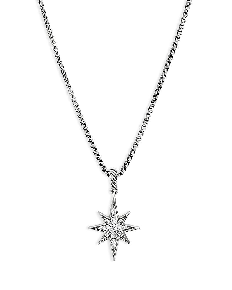 David Yurman Sterling Silver Cable Collectibles North Star Pendant Necklace with Diamonds, 17 Product Image