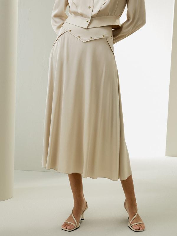 Flowy A-line Midi Skirt With Gridle Product Image