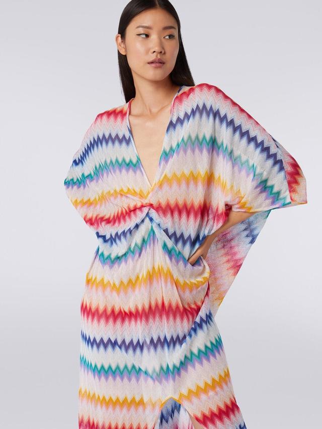 Long cover up kaftan with torchon details and zigzag print Multicoloured | Missoni Product Image