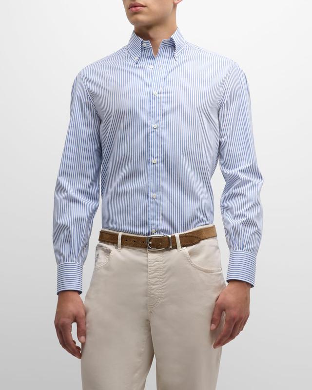 Mens Cotton Poplin Stripe Dress Shirt Product Image