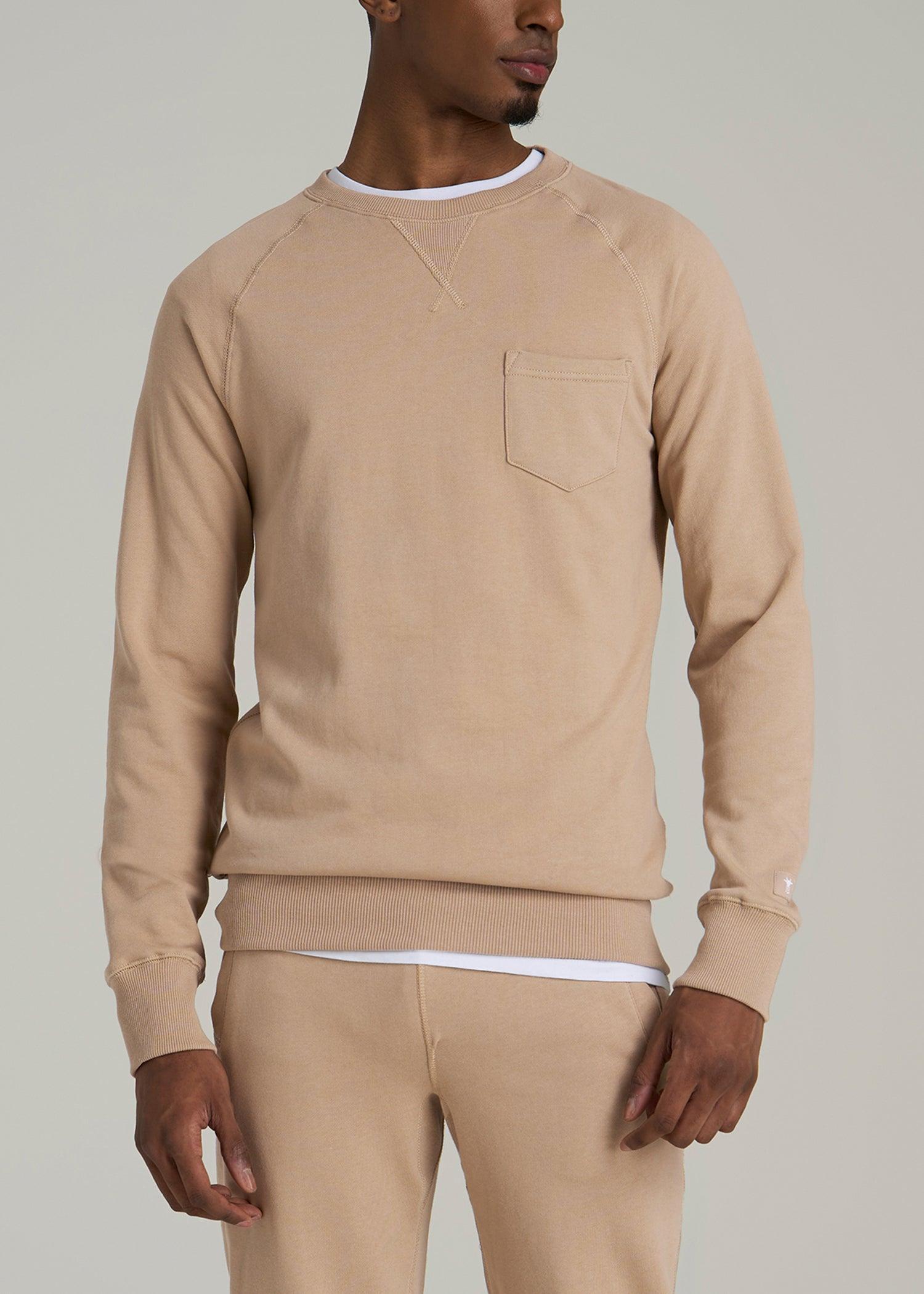 Wearever 2.0 French Terry Crewneck Sweatshirt for Tall Men in Light Camel Product Image