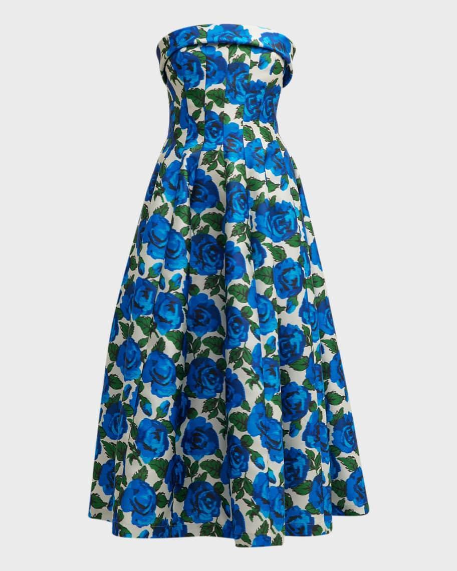 Floral Strapless A-Line Midi Dress Product Image