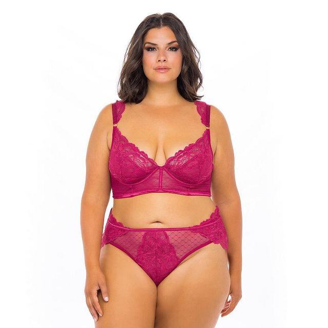 Plus Size Oh La La Cheri Harper Underwire Bra & High Waisted Panty Set 40-11624X, Womens Pink Product Image