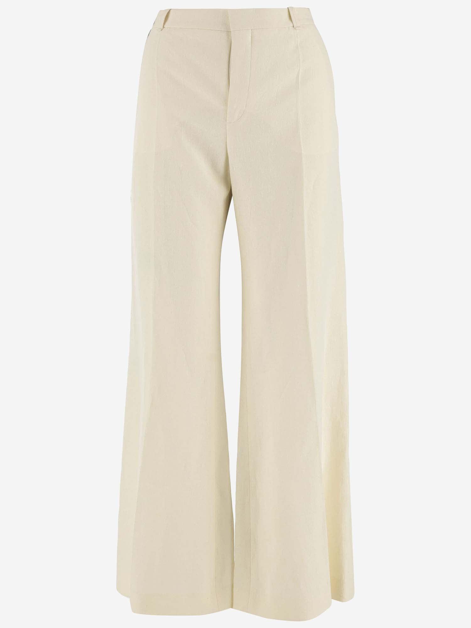 Linen Flared Pants In Off White Product Image