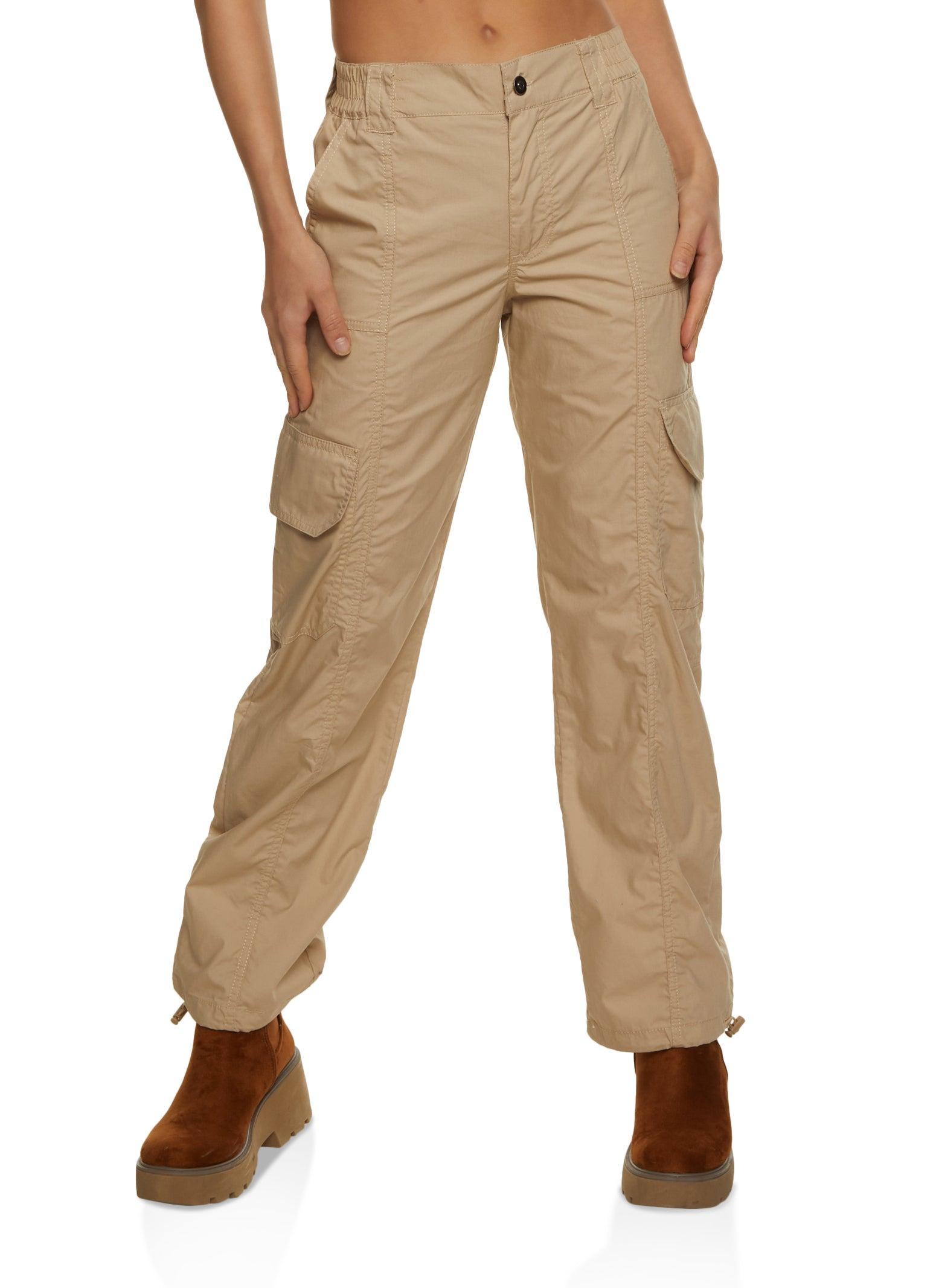 Womens Toggle Drawstring Straight Leg Cargo Pants Product Image