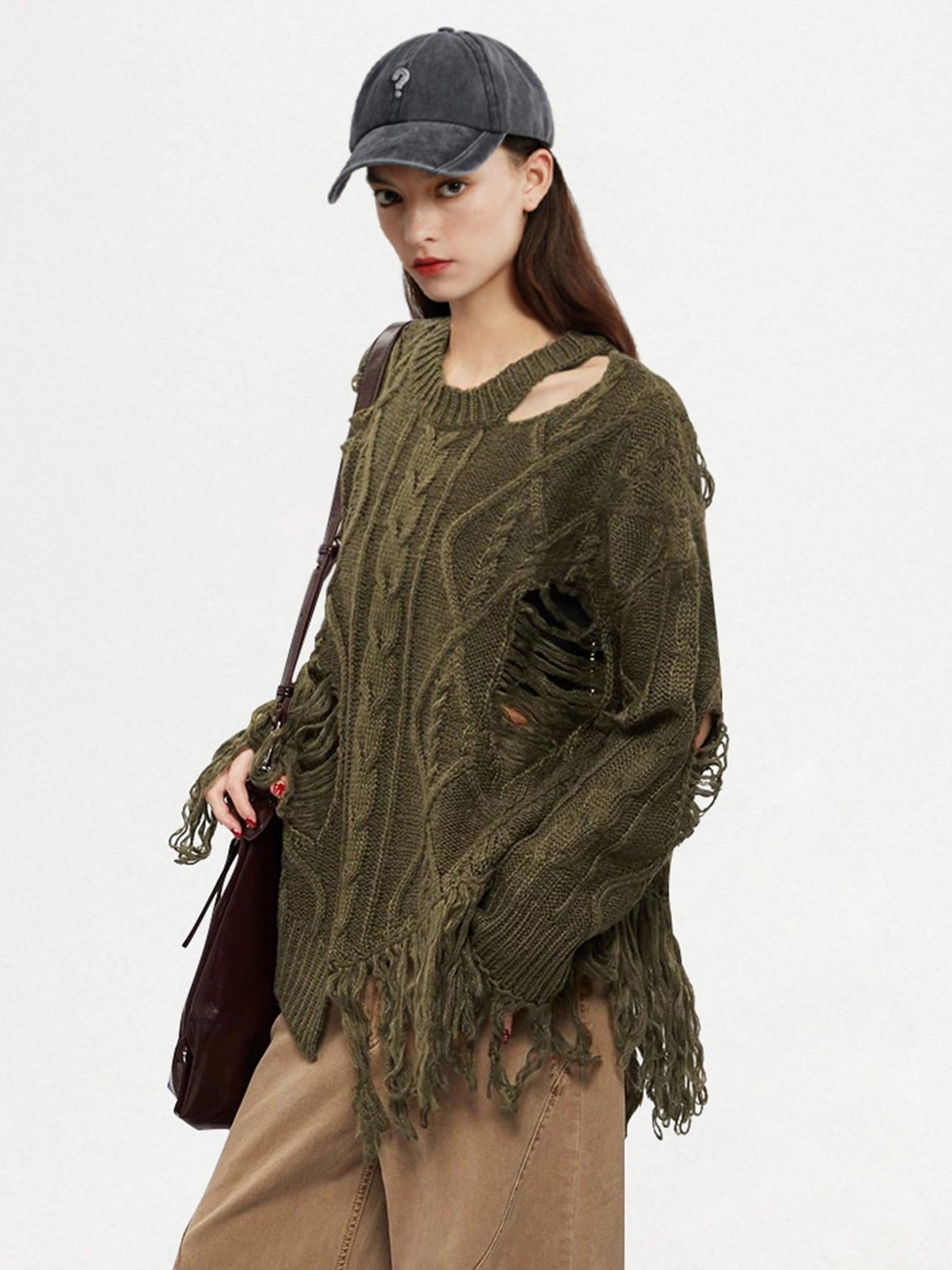 Distressed Fringe Sweater Female Product Image