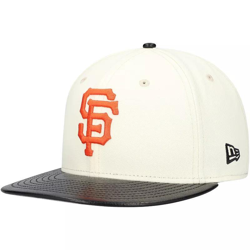 Mens New Era Cream San Francisco Giants Game Night Leather Visor 59FIFTY Fitted Hat Product Image