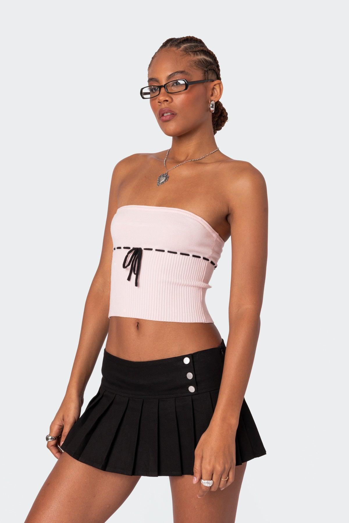 Elsie Knitted Tie Tube Top Product Image