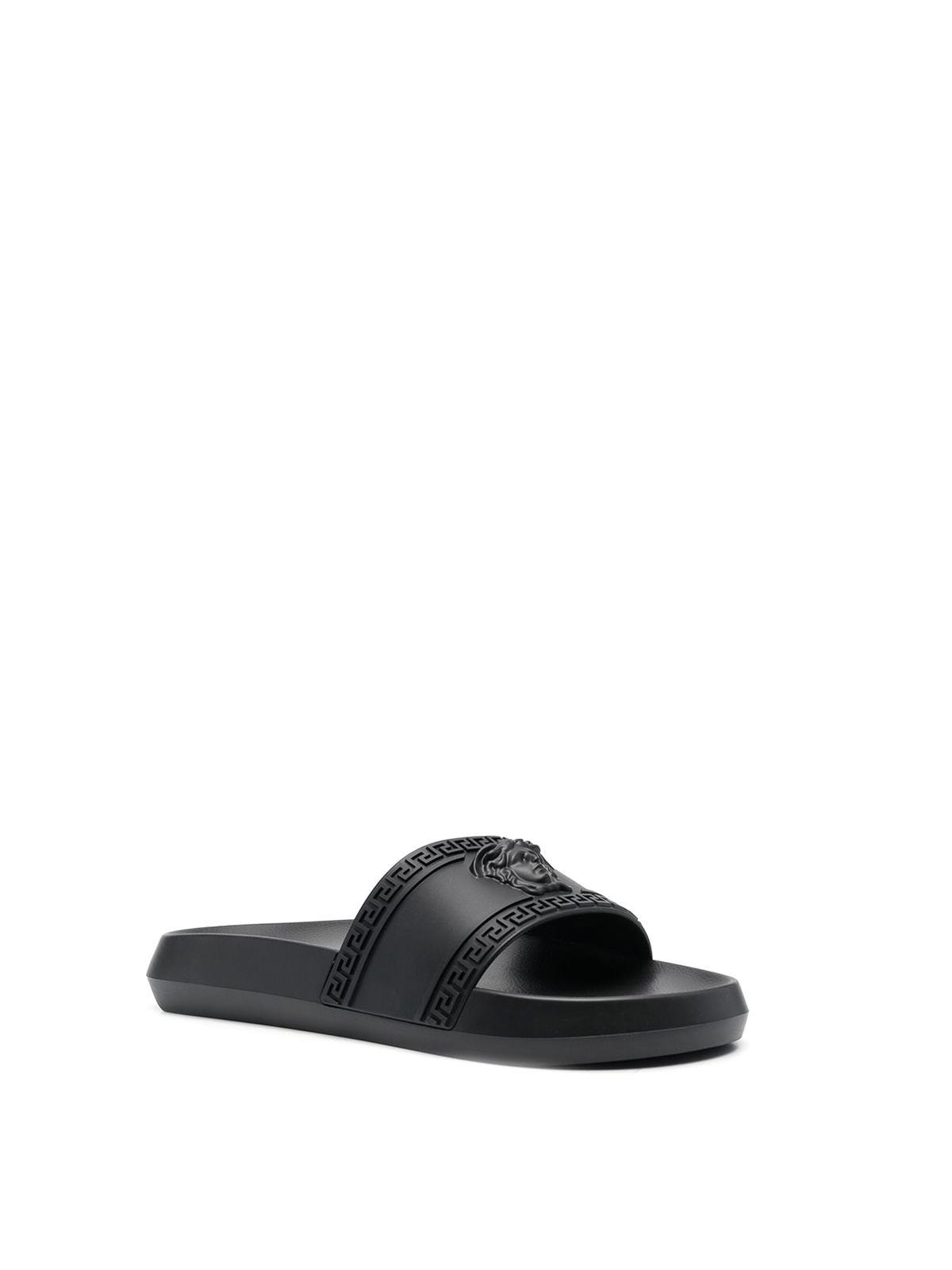 VERSACE Medusa-plaque Sandals In Black Product Image