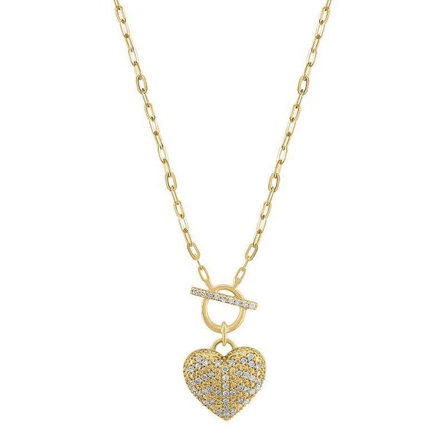 10k Gold 1/4 Carat T.W. Diamond Heart, Open Circle, & Bar Necklace, Womens Product Image