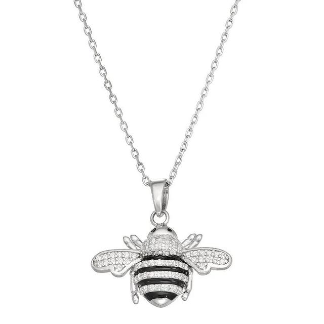 Sterling Silver Cubic Zirconia Bumblebee Pendant Necklace, Womens Product Image