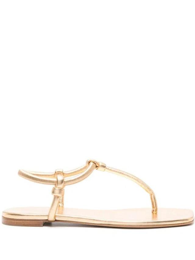 GIANVITO ROSSI Juno Thong Leather Sandals In Gold Product Image