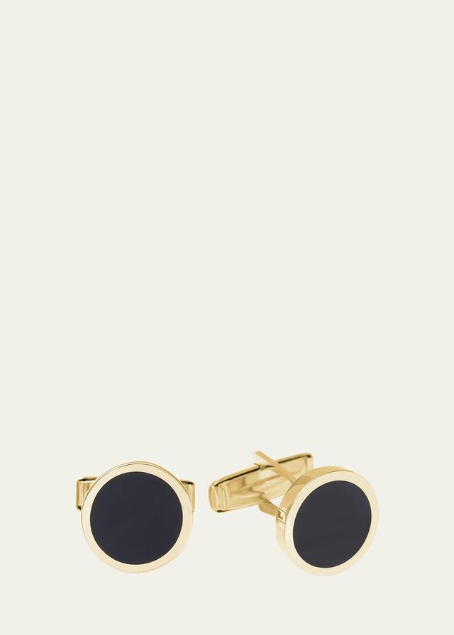 Mens 18K Yellow Gold Black Onyx Cufflinks Product Image