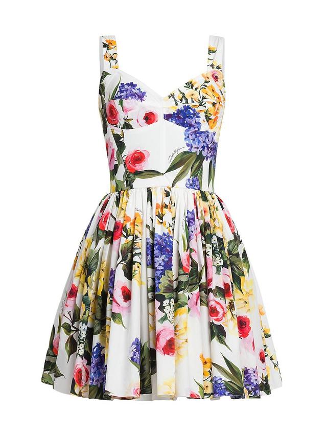 Floral Print Poplin Mini Dress with Corsetry Construction Product Image