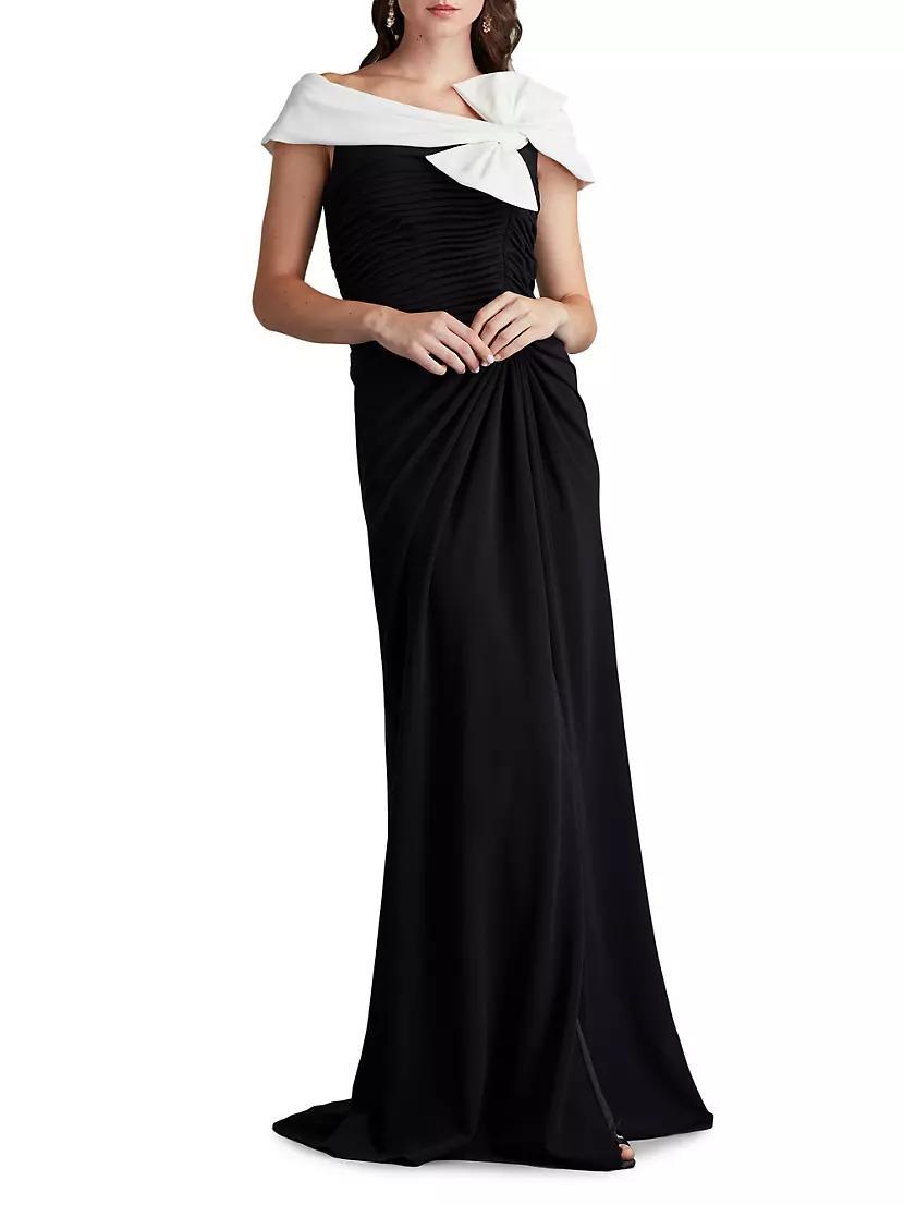 Knotted Bow & Gathered Crepe Gown Product Image