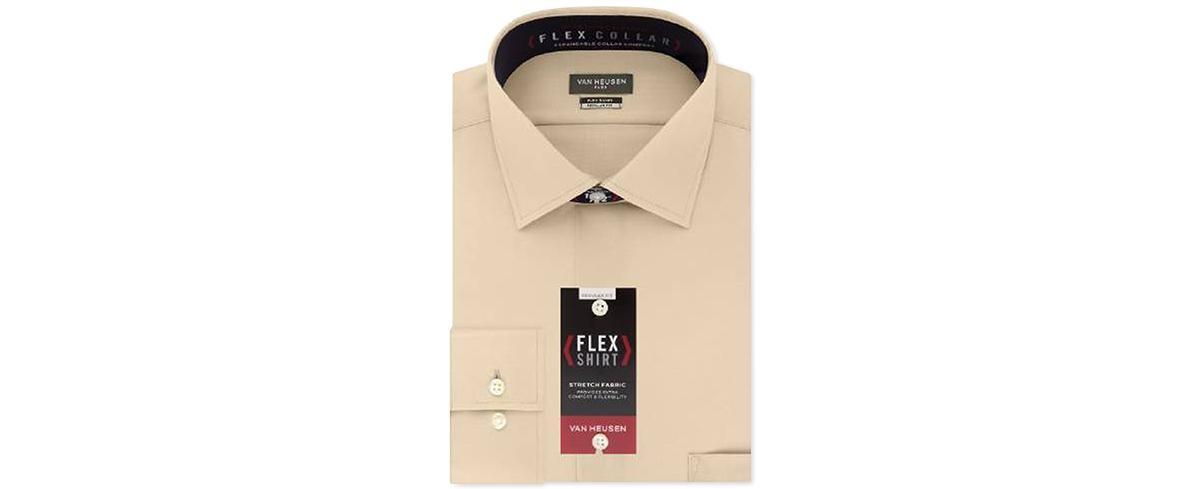 Van Heusen Mens Classic-Fit Wrinkle Free Flex Collar Stretch Solid Dress Shirt Product Image