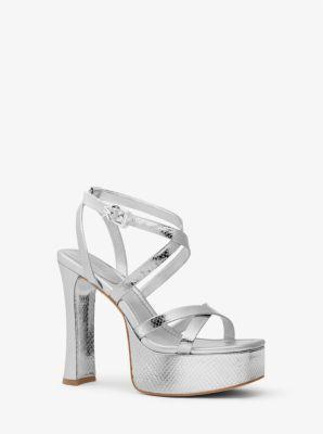 Paola Metallic Snake Embossed Leather Platform Sandal Product Image