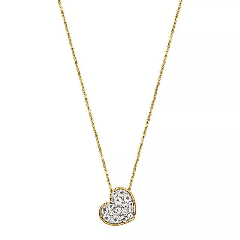 10k Gold Genuine White Topaz Heart Necklace, Womens Product Image