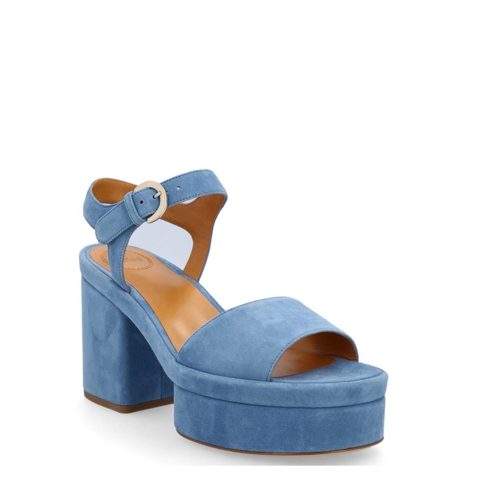 Platform Sandals In Blue Product Image