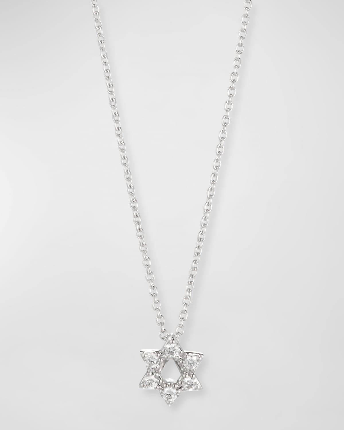 Womens Tiny Treasures 0.09 TCW Diamond & 18K White Gold Star Of David Necklace Product Image