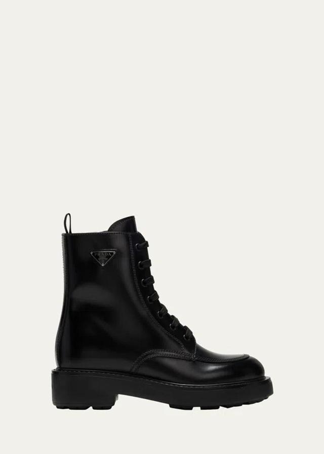 Calfskin Lace-up Ankle Boots In Black Product Image