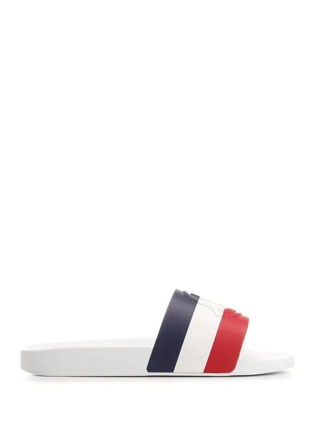 Men's Debossed Raffia Slides In White Product Image