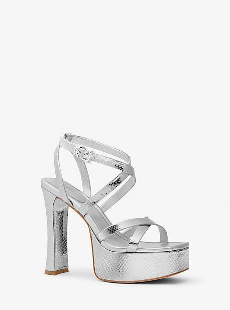 Paola Metallic Snake Embossed Leather Platform Sandal Product Image