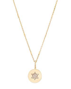 Womens Midi Bitty Symbols 14K Yellow Gold & Diamond Star Of David Pendant Necklace Product Image