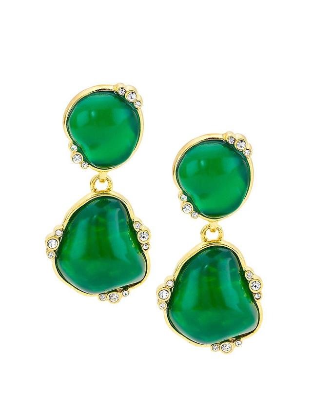 Womens 22K-Gold-Plated & Glass Crystal Drop Earrings - Emerald - Emerald Product Image