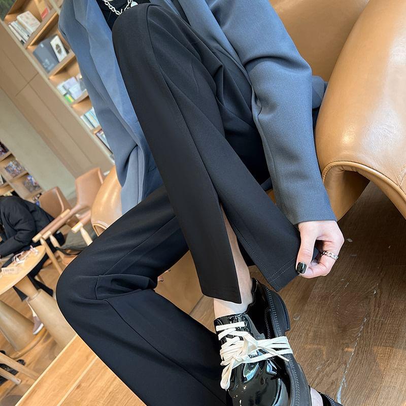 High-Rise Plain Loose Fit Split Pants Product Image