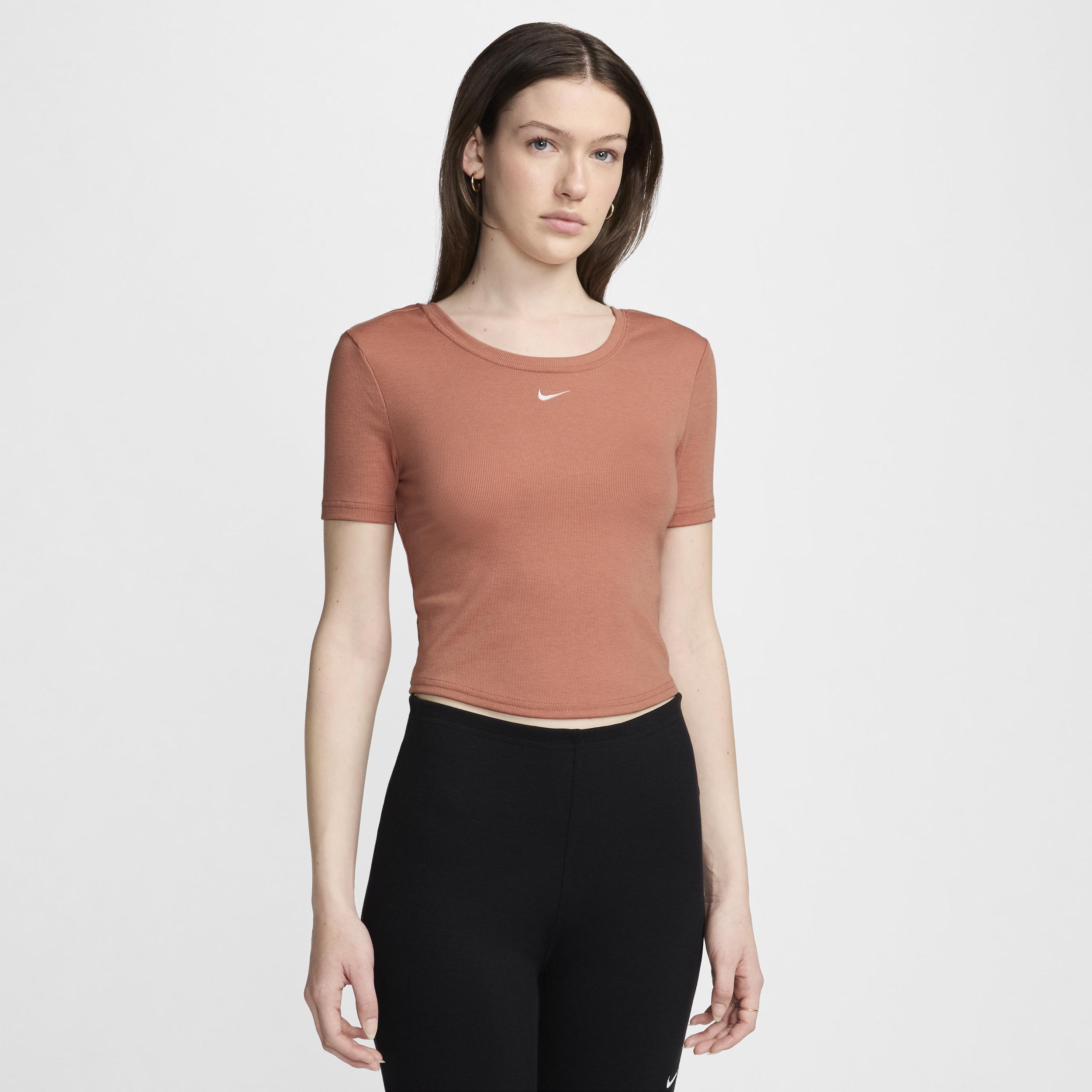 Women's Nike Sportswear Chill Knit Tight Scoop-Back Short-Sleeve Mini-Rib Top Product Image