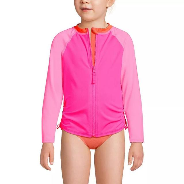 Girls 2-16 Lands End Long Sleeve Zip Front Rash Guard, Girls Product Image