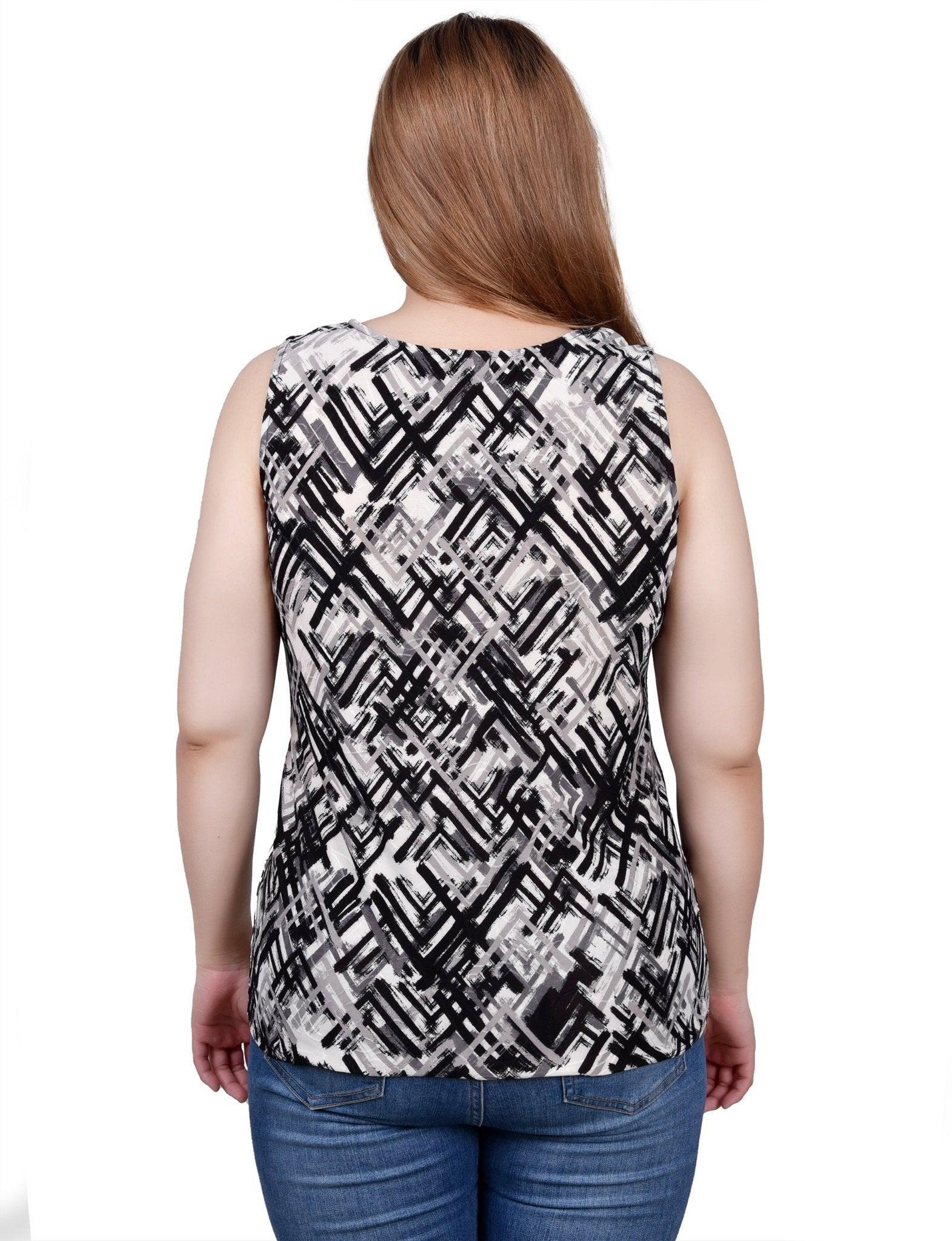 Sleeveless Jacquard Knit Ringed Top Product Image