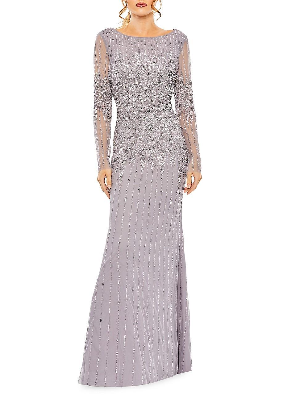 Womens Sequined Fit & Flare Gown Product Image