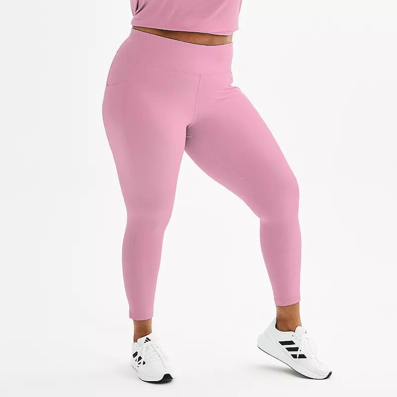 Plus Size Tek Gear Ultrastretch High-Waisted Side Pocket 7/8 Leggings, Womens Maiti Pink Product Image