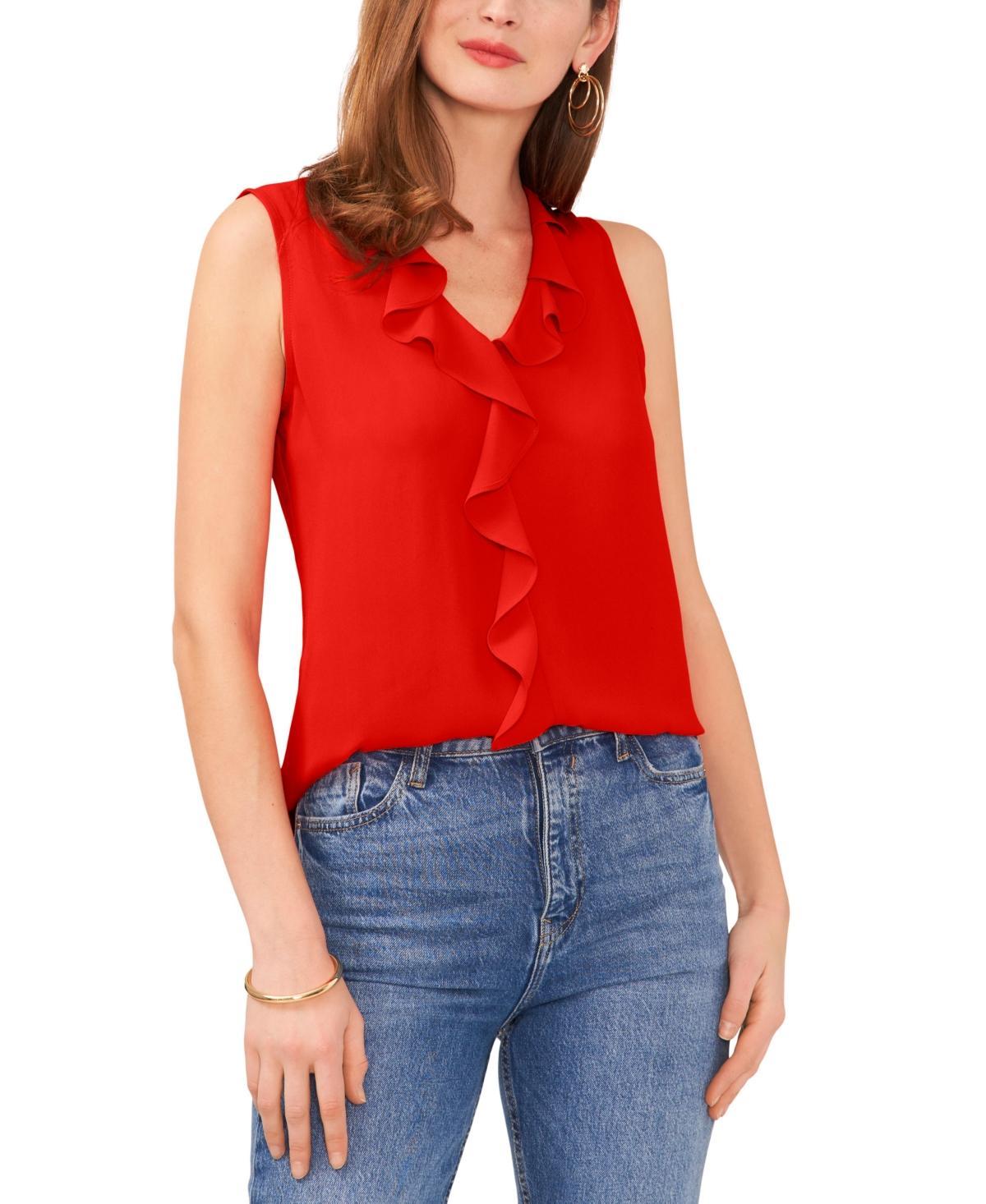 Vince Camuto Ruffle Neck Sleeveless Georgette Blouse Product Image