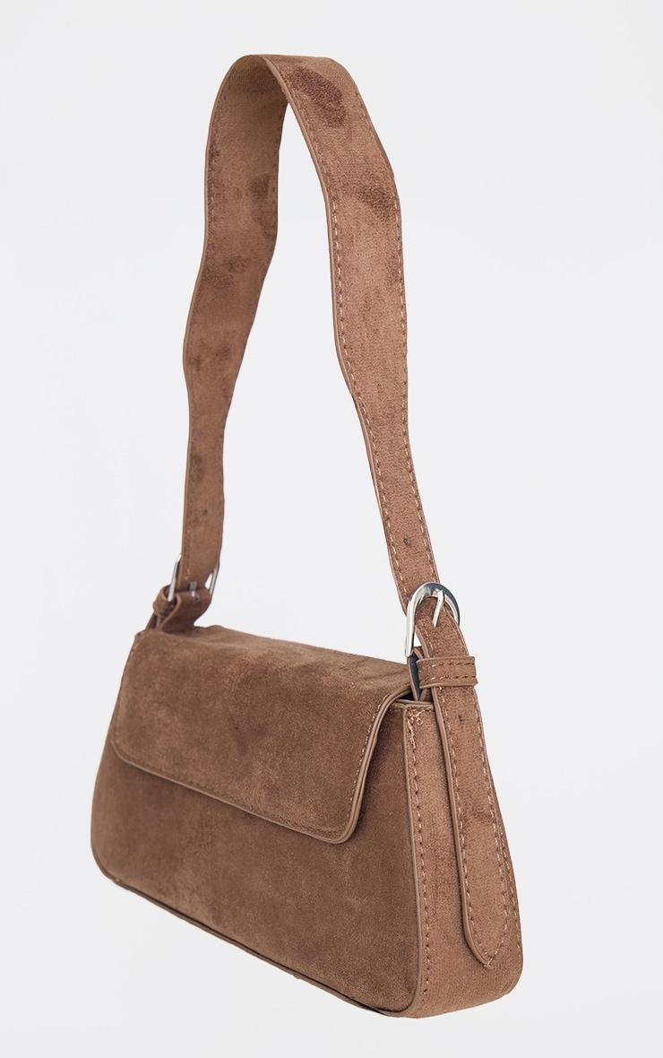 Chocolate Faux Suede Trapeze Shoulder Bag Product Image